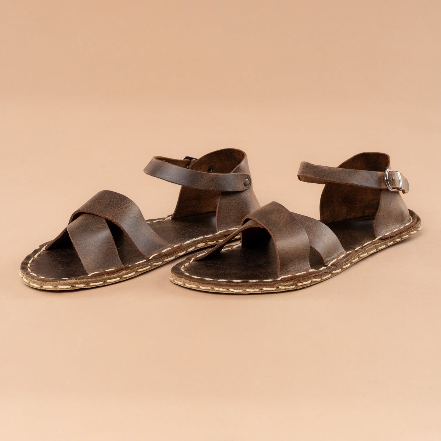 Women's Coffee Criss-Cross Barefoot Sandals