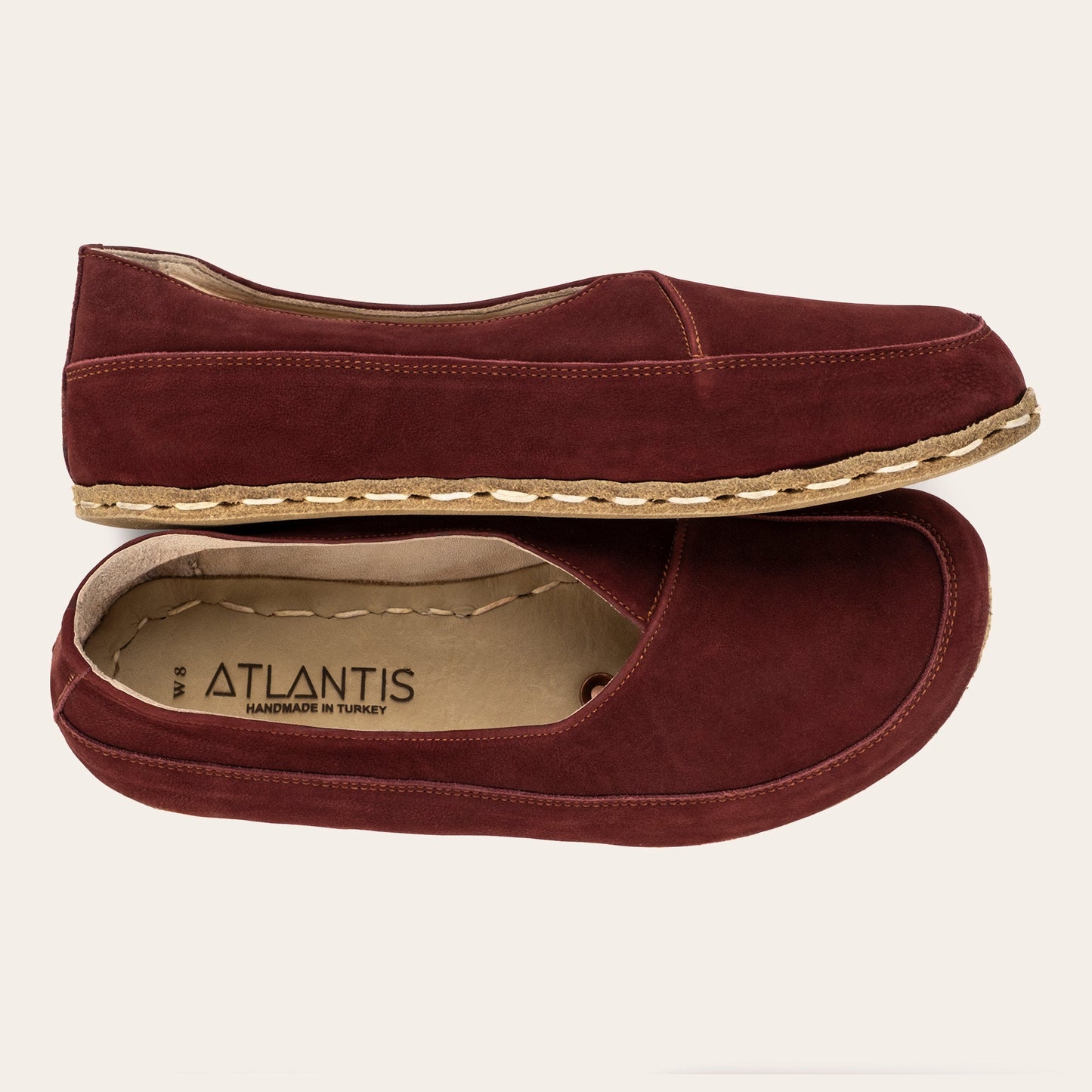 Women's Burgundy Barefoot Cross Ballet Flats