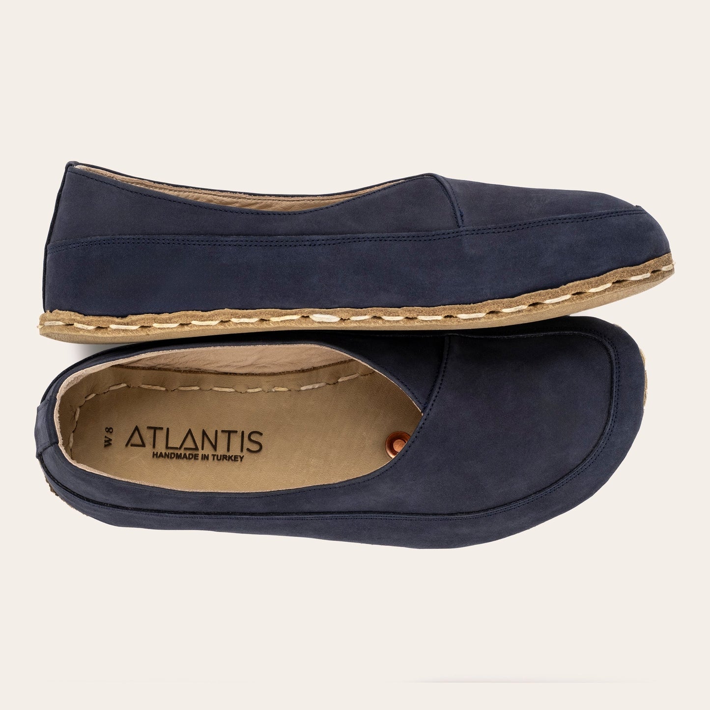 Women's Navy Nubuck Barefoot Cross Ballet Flats