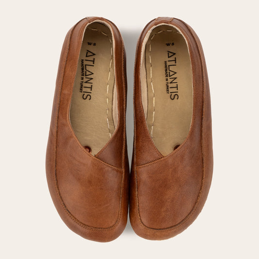 Women's Lion Brown Barefoot Cross Ballet Flats