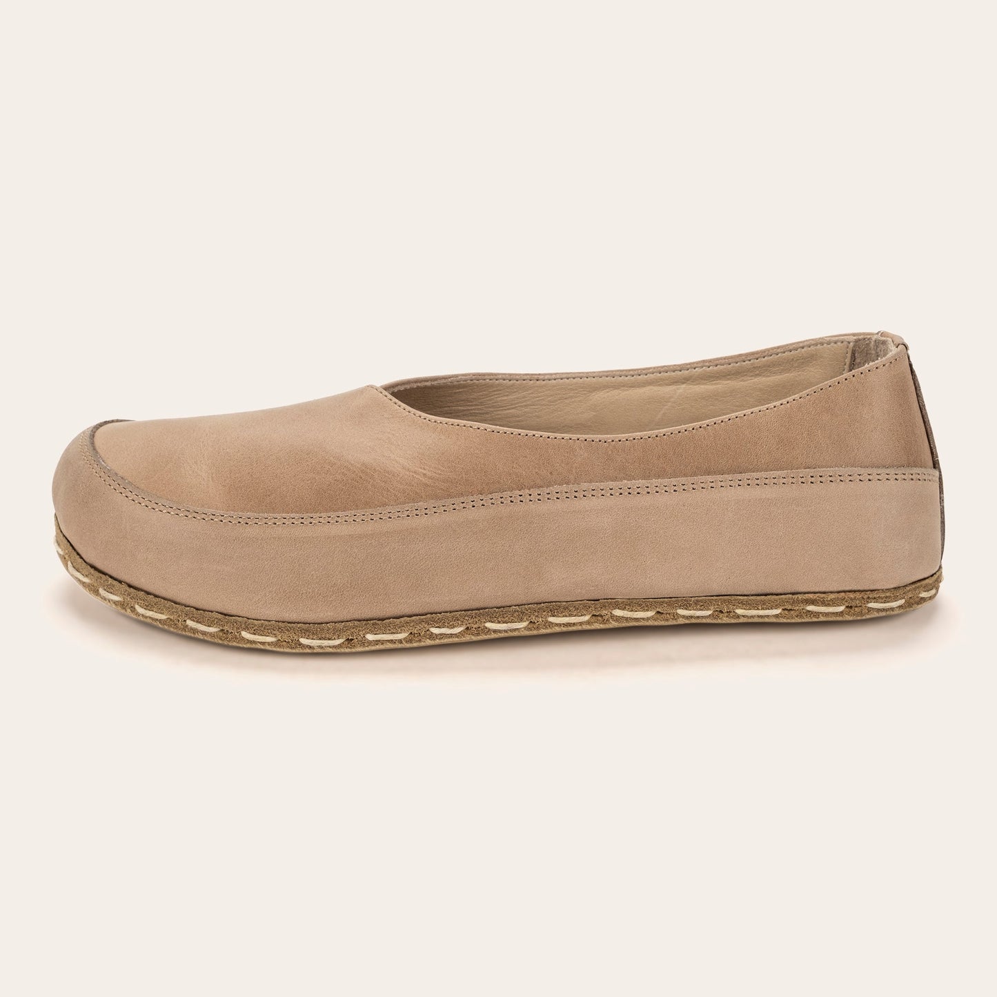 Women's Tan Barefoot Cross Ballet Flats