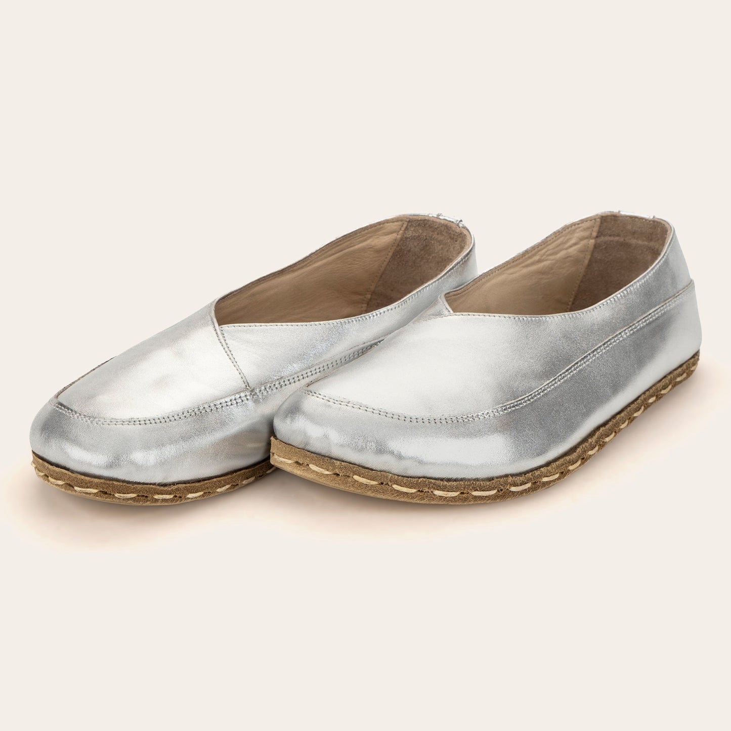 Women's Silver Barefoot Cross Ballet Flats