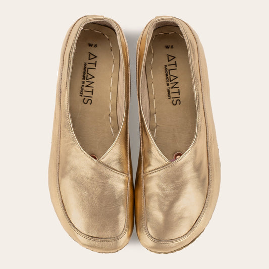 Women's Gold Barefoot Cross Ballet Flats