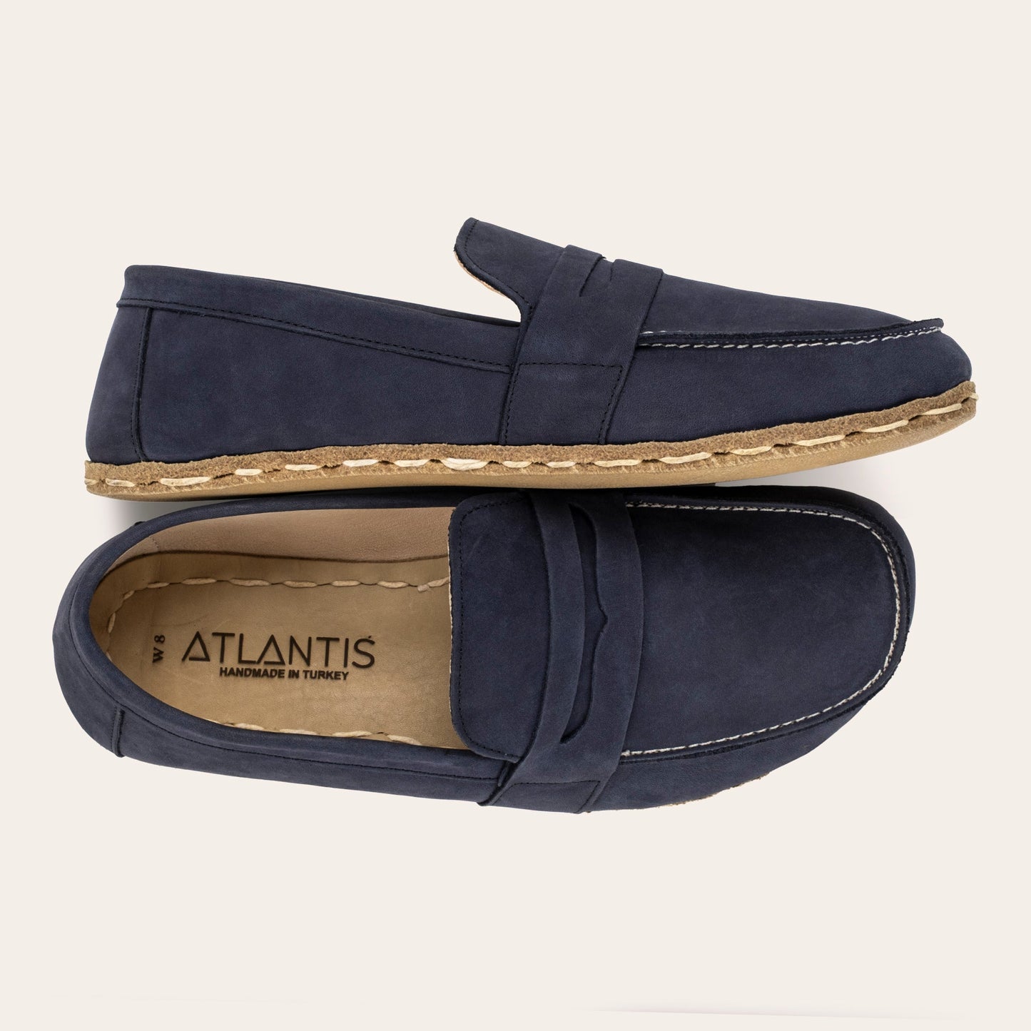 Women's Navy Nubuck Penny Loafers