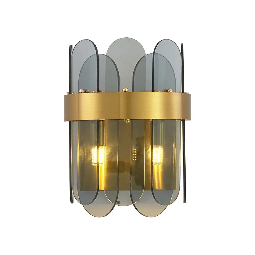 Lámpara de pared de cristal ovalada dorada