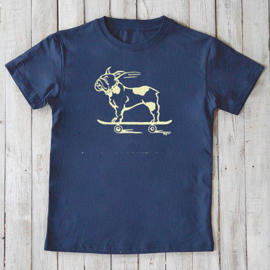 French Bulldog on Skateboard T-Shirt for Kids