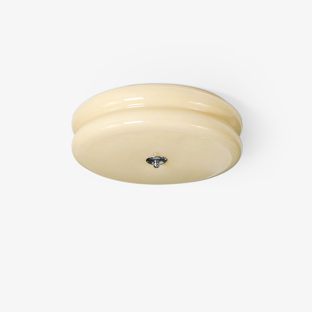 Art Deco Ribbed Glass Ceiling Light with Gold or Chrome Frame | Warm LED Flush Mount