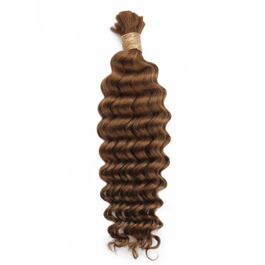 Cabello para trenzas 100 % humano de onda profunda color castaño rojizo a granel