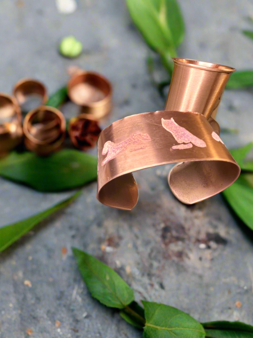Pure Copper Custom Tattooed Medium Cuff
