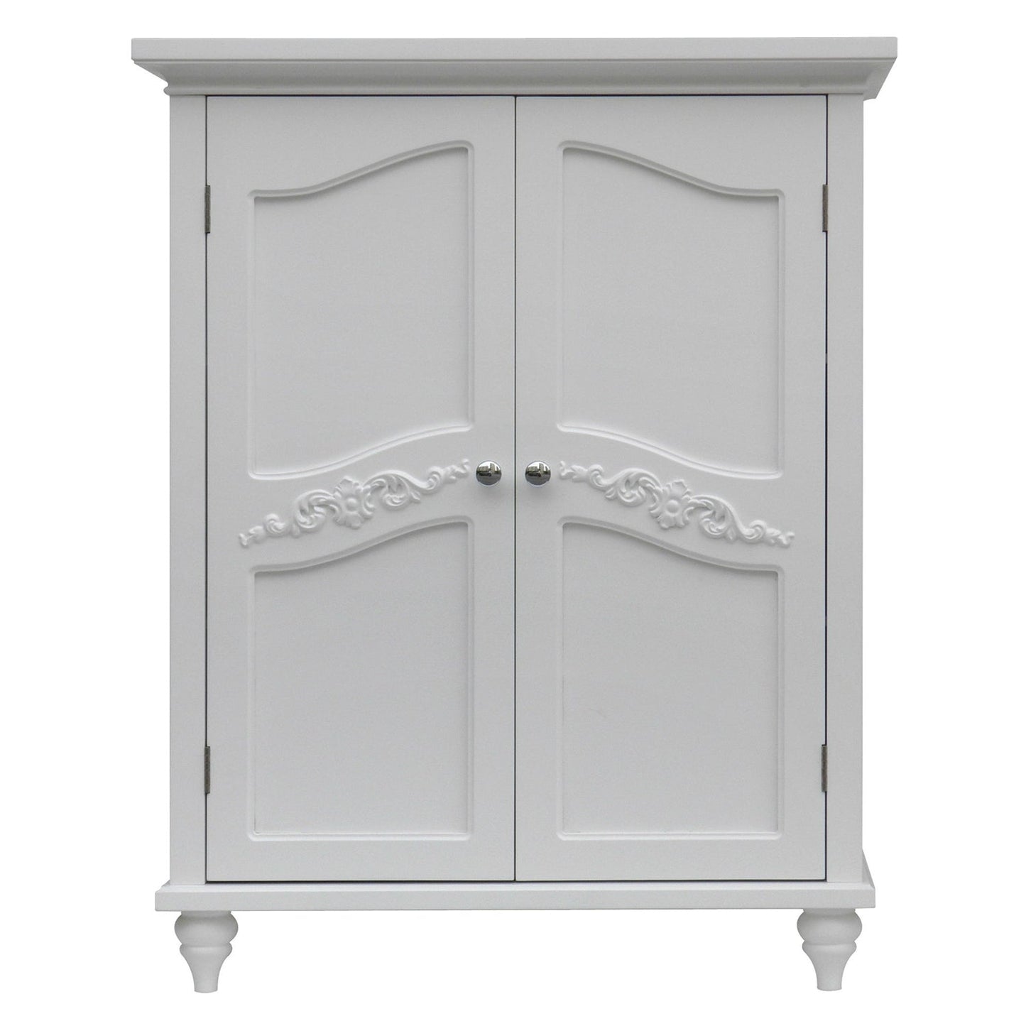 Mueble de suelo para almacenamiento de ropa de baño con 2 puertas, acabado en madera blanca