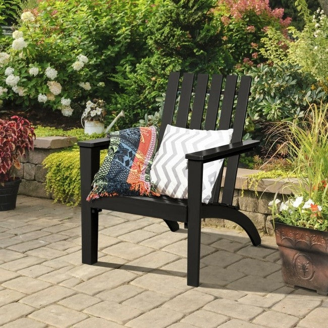 Tumbona/Sillón Adirondack de Madera de Acacia para Interior/Exterior - Negra
