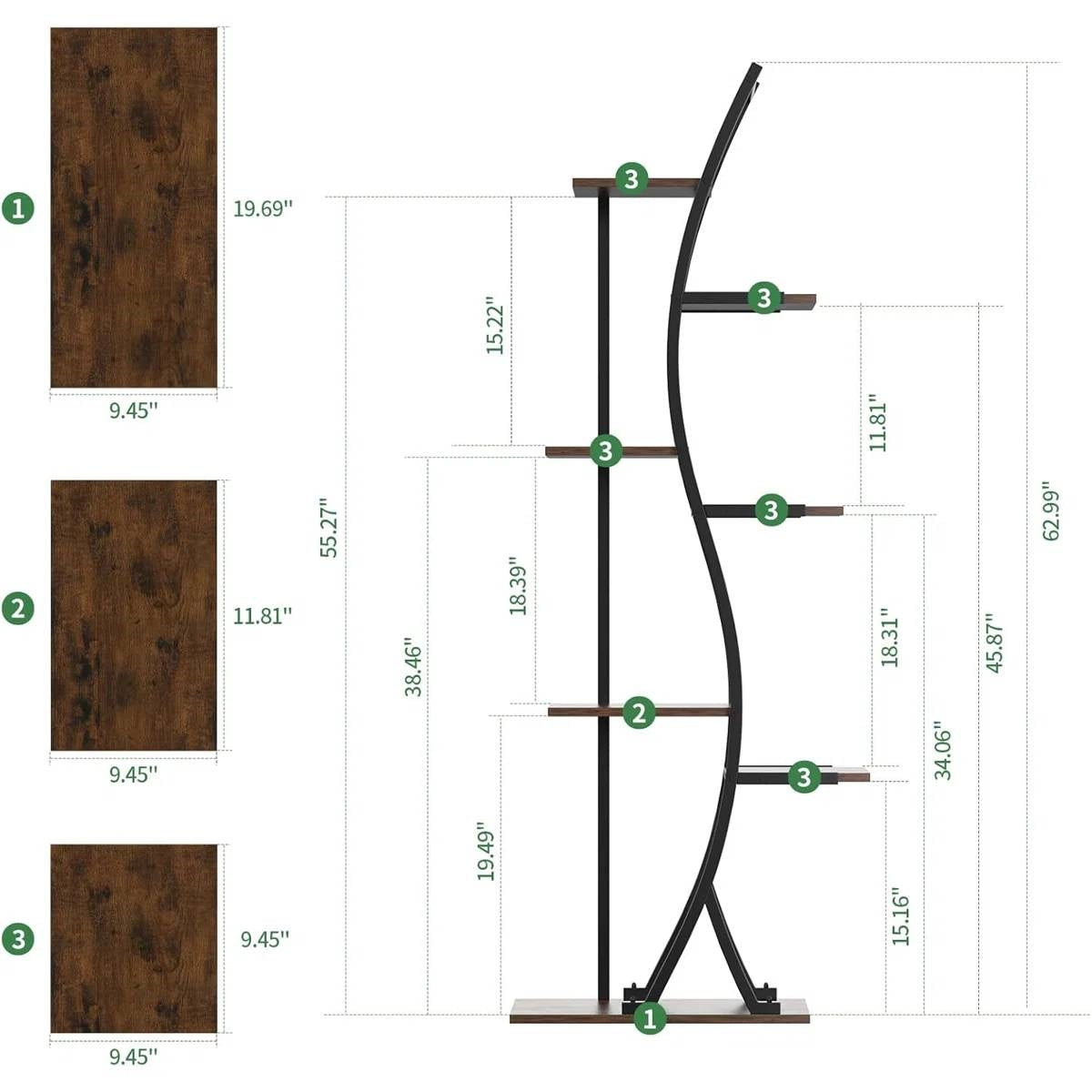 Estantería moderna de 6 estantes y 160 cm de altura para plantas de interior