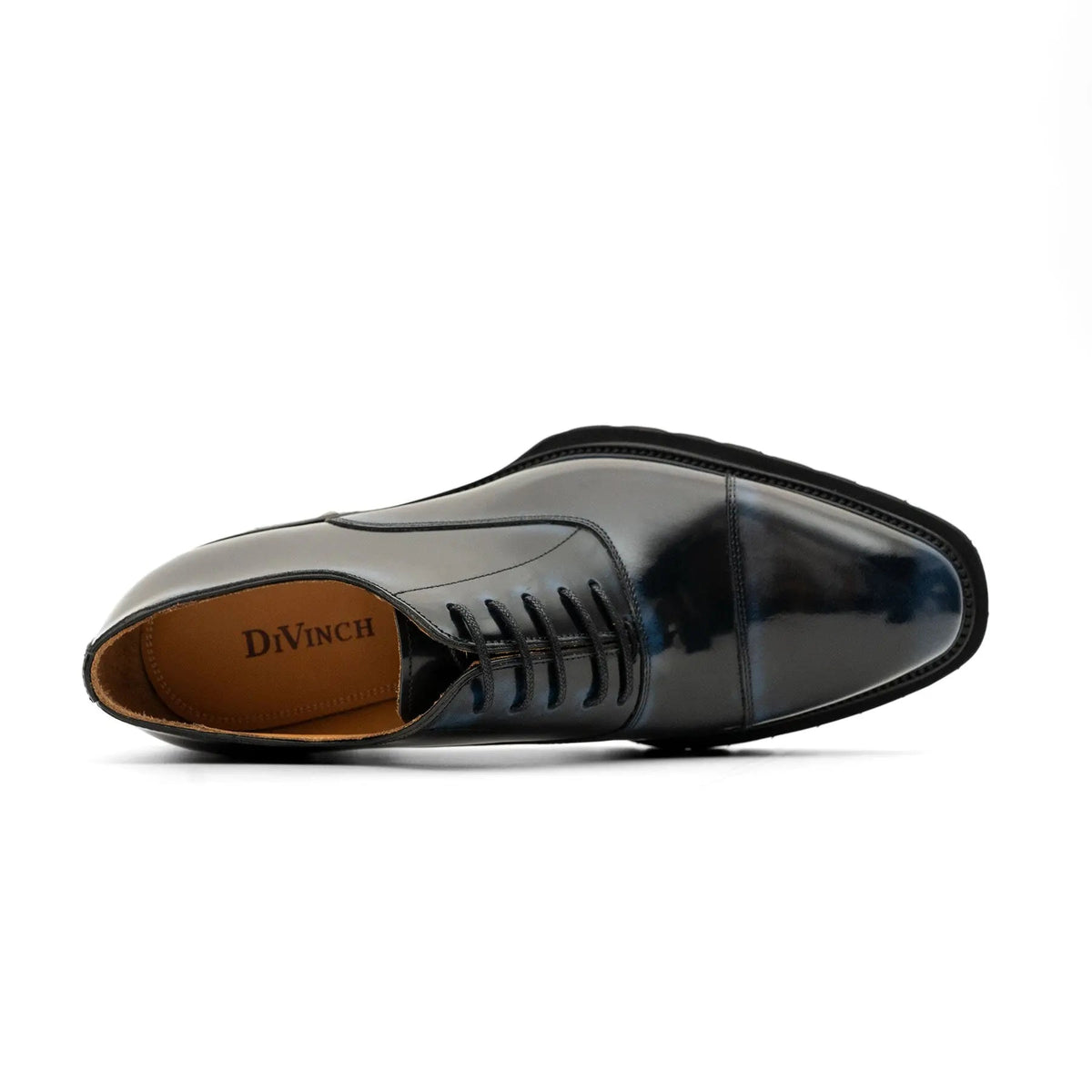 Blue Cap-Toe Calf Leather Oxford Shoes