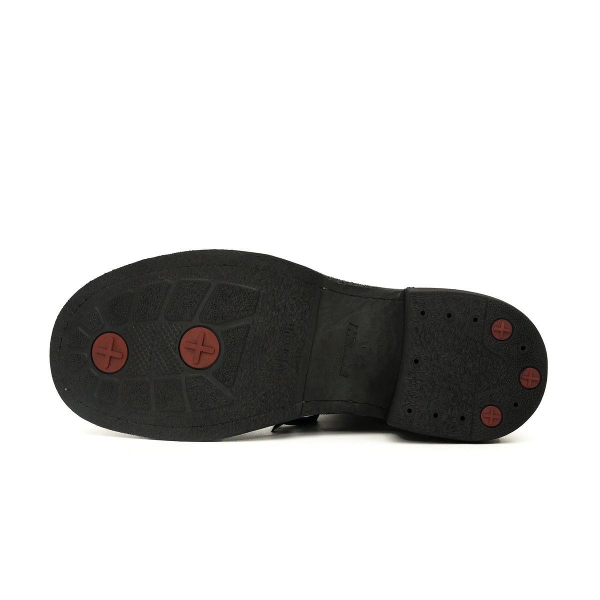 Black Plain-Toe Horse Butt Leather Ankle Boots