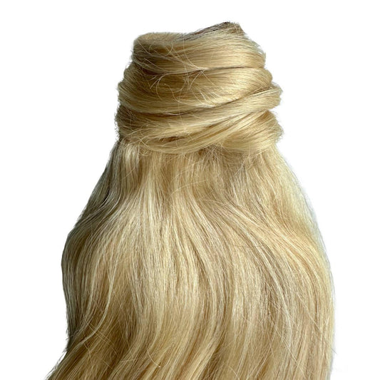 Extensión de cola de caballo 100 % cabello humano rubio decolorado