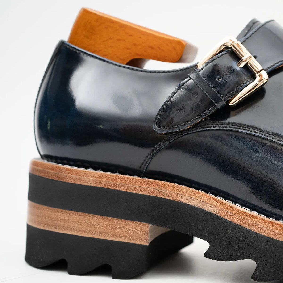 Blue Calf Leather Monk Shoes
