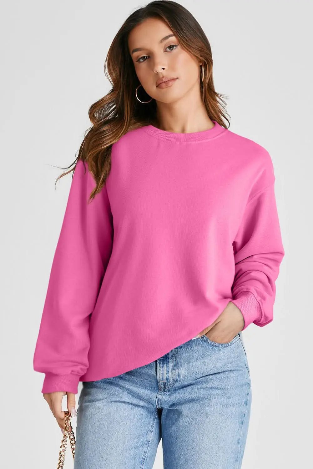 Sweaters Love Salve Pink Pullover Women's Daily Crewneck Sweatshirt - Soft & Casual