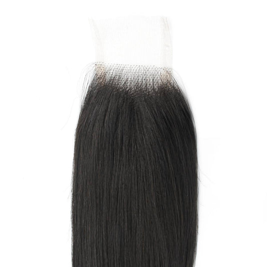 Cierre de cabello humano lacio y sedoso brasileño 2x6 con encaje transparente