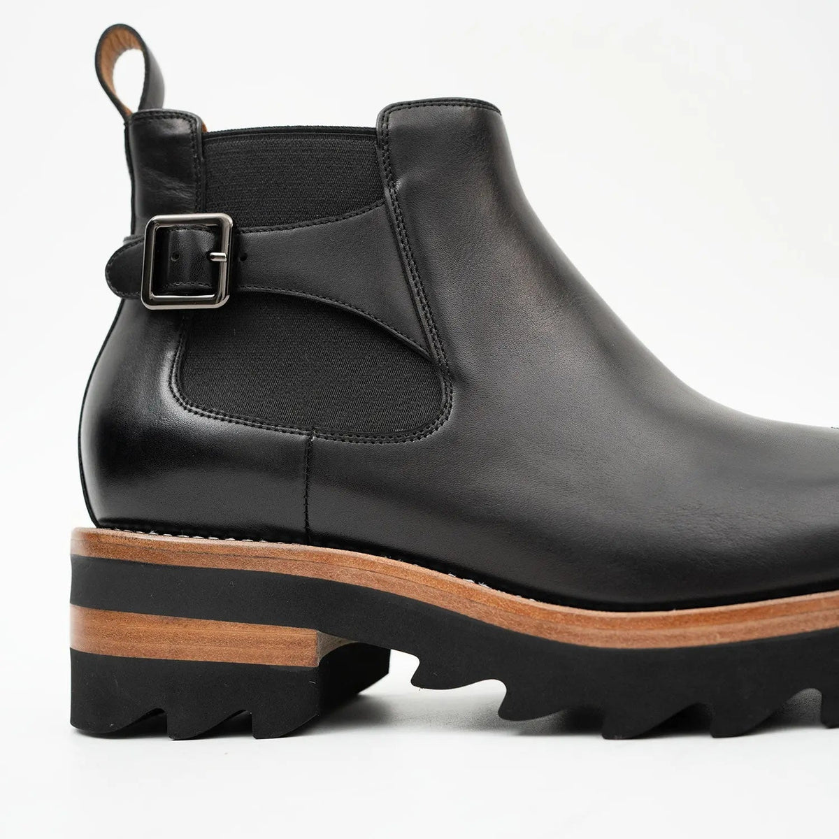 Black Calf Leather Chelsea Boots