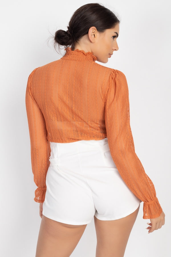 “Lucious” Cinnamon Lace Top