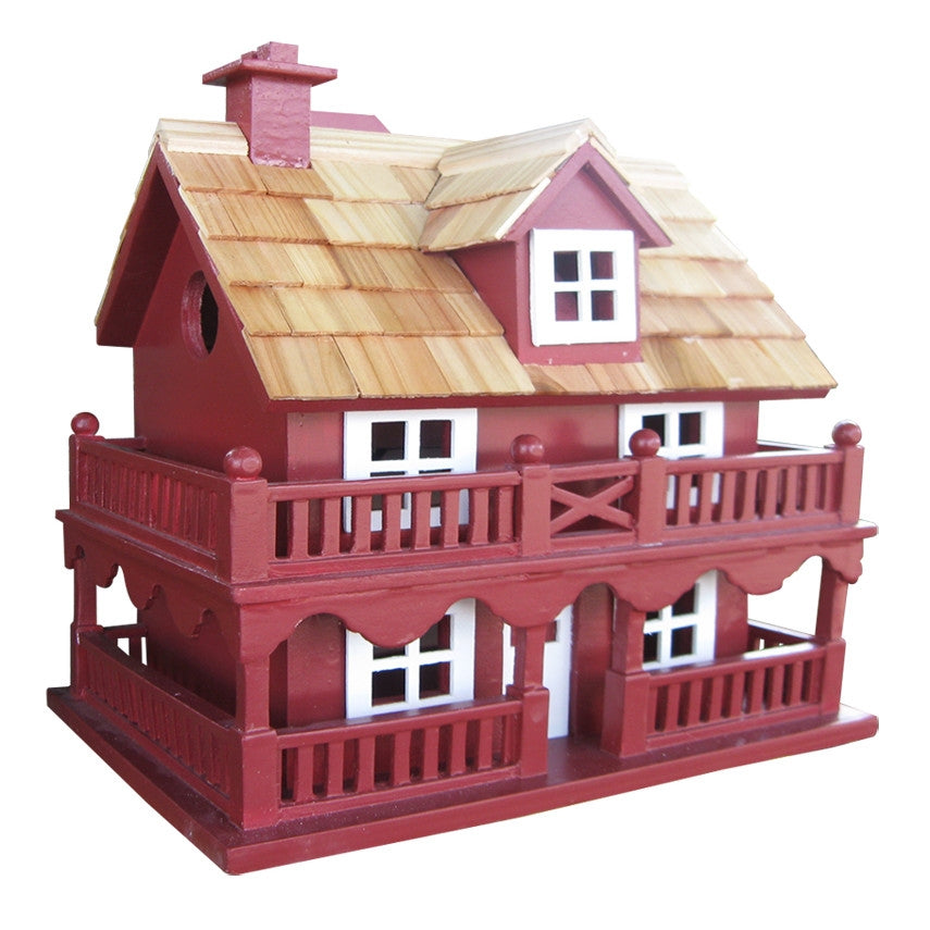 Casita para pájaros de madera roja - Hecha de madera dura secada al horno
