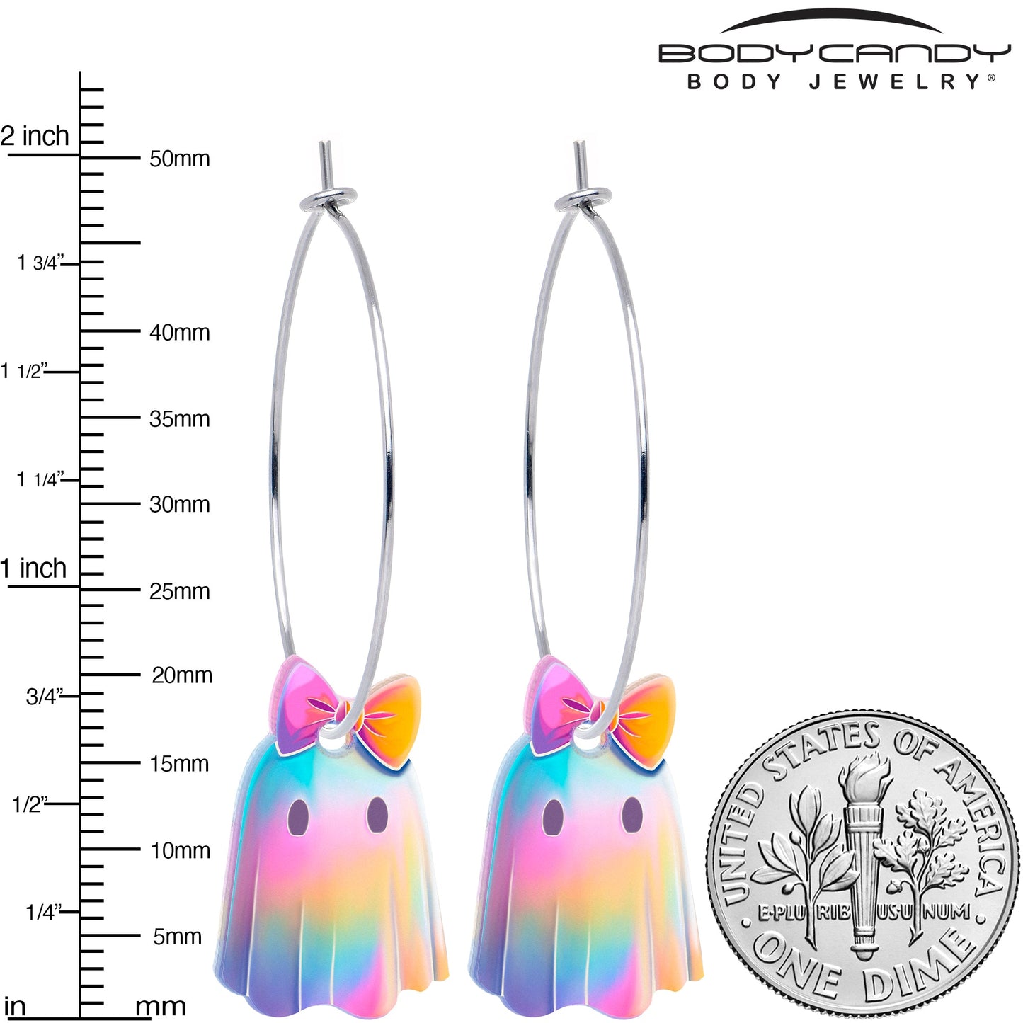 Iridescent Ghost Girl Hoop Earrings by Onyx O