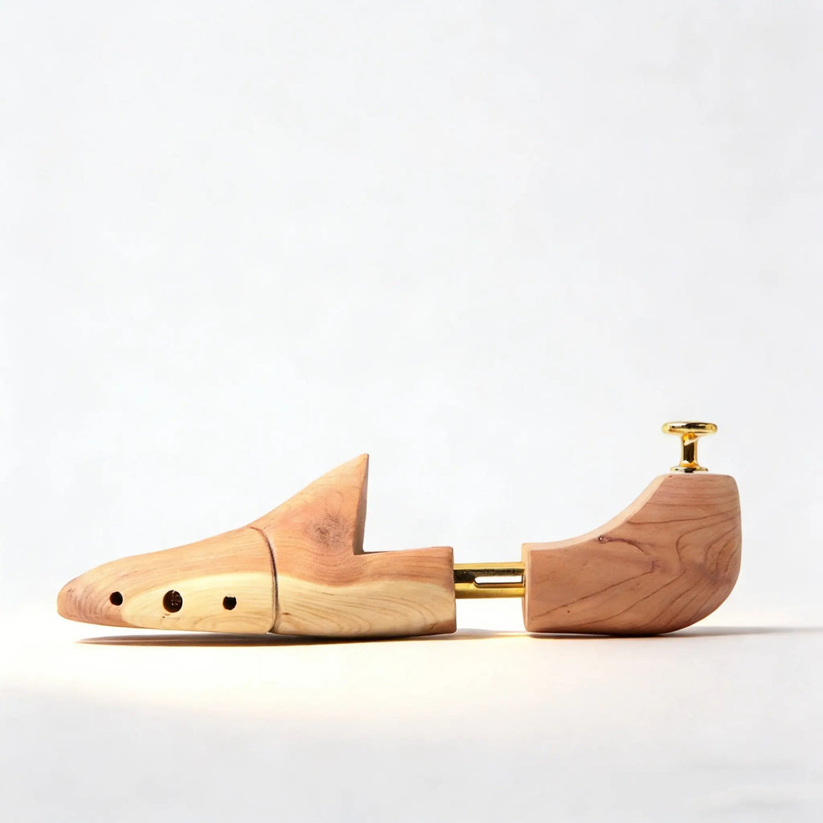 Light Tan Split-Toe Shoe Tree with Gold-Tone Hardware