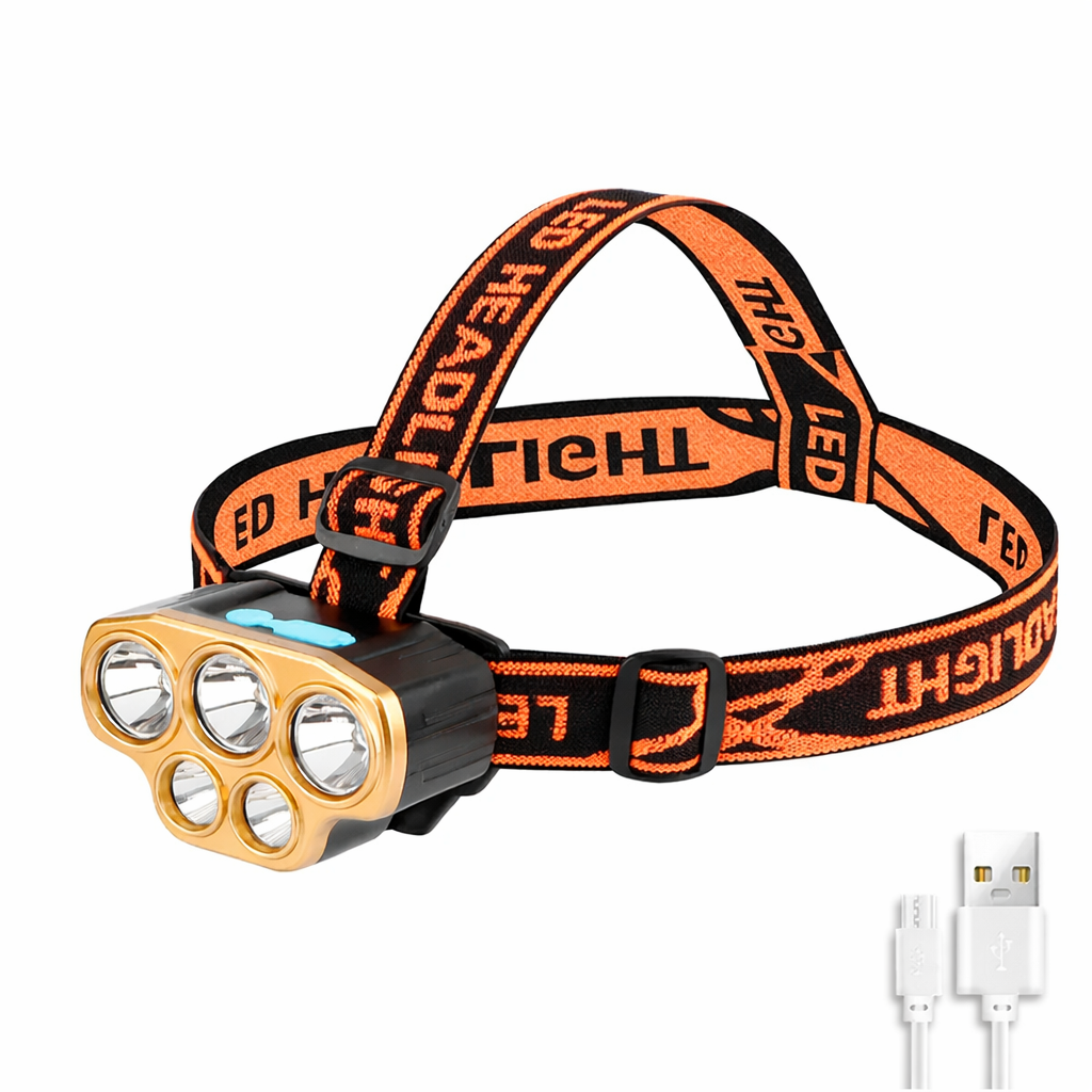 Linterna frontal recargable de 8 LED, potente faro para camping, pesca y senderismo