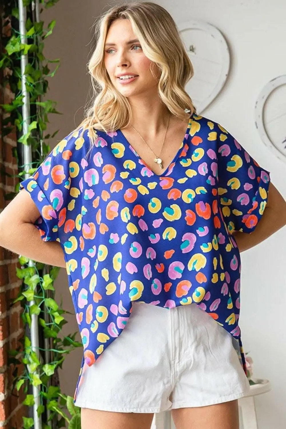 Accessories Trendsi Top casual para mujer con estampado floral y cuello en V de USA - Suave y elegante