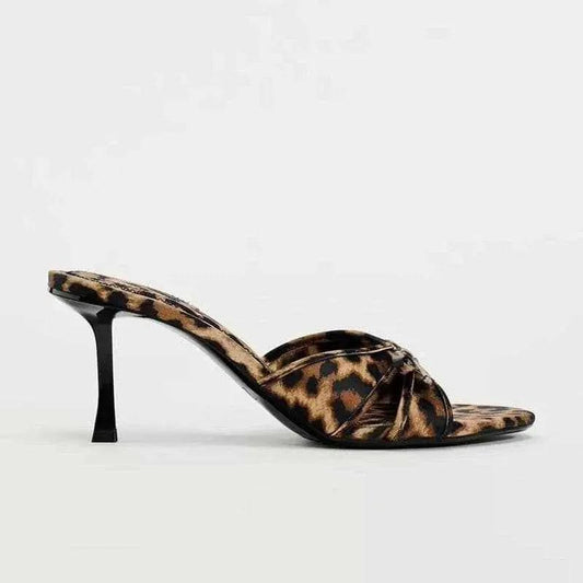Trendsi Shoes - Zapatos de tacón de gatito con lazo de leopardo elegantes - Calidad Premium