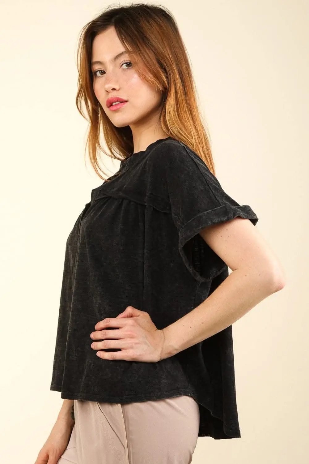 T-Shirts Trendsi Washed Knit Tee Women's Everyday T-Shirt Chic & Casual