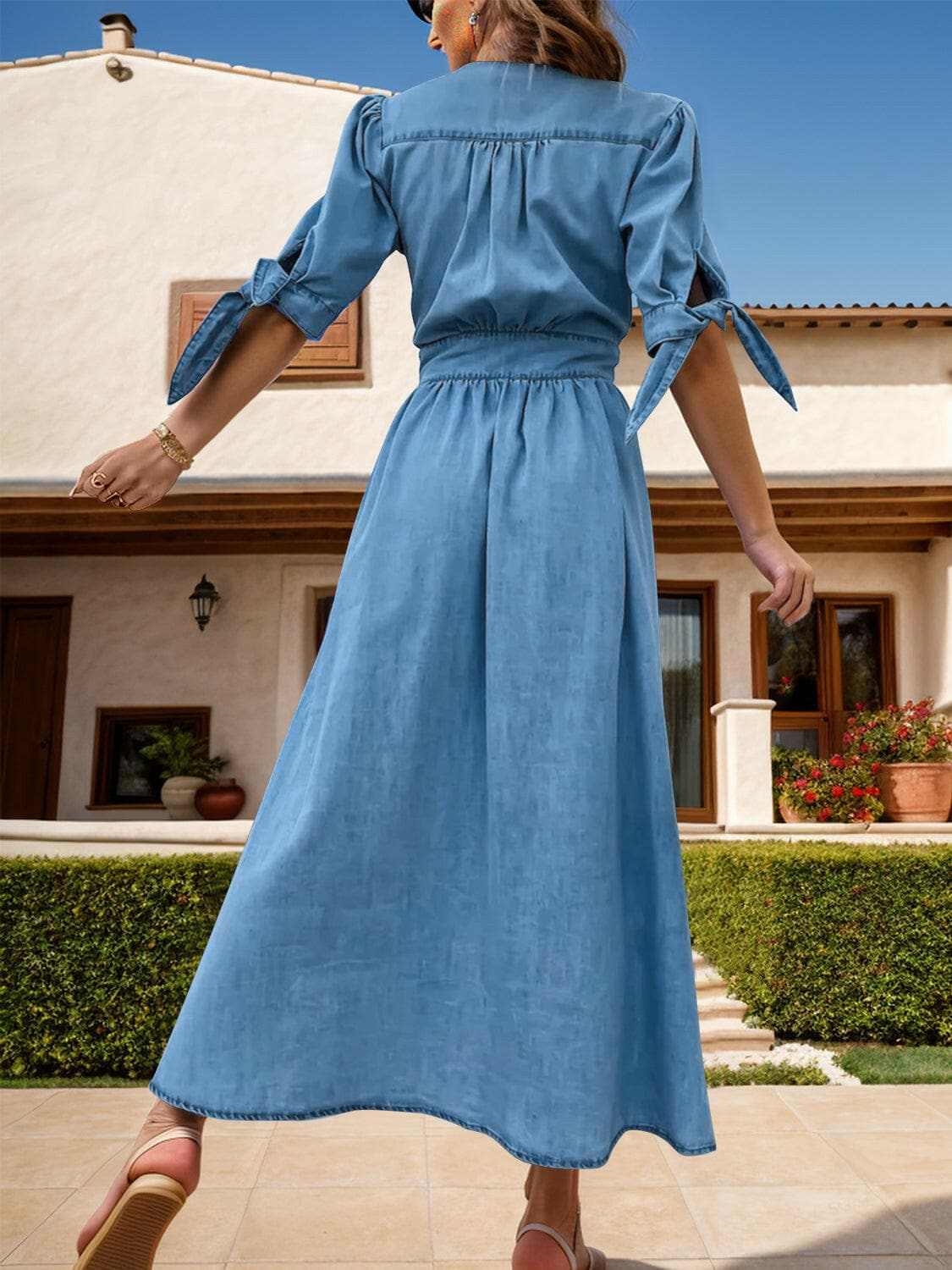 Accessories Trendsi Jeans & Denim - Premium Chic denim dress with plunge neck