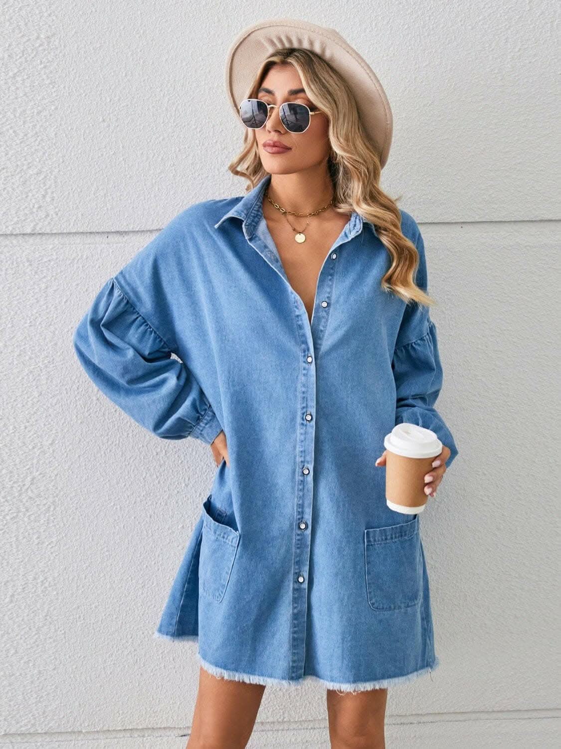 Vestido vaquero Trendsi con bolsillos - Estilo casual elegante
