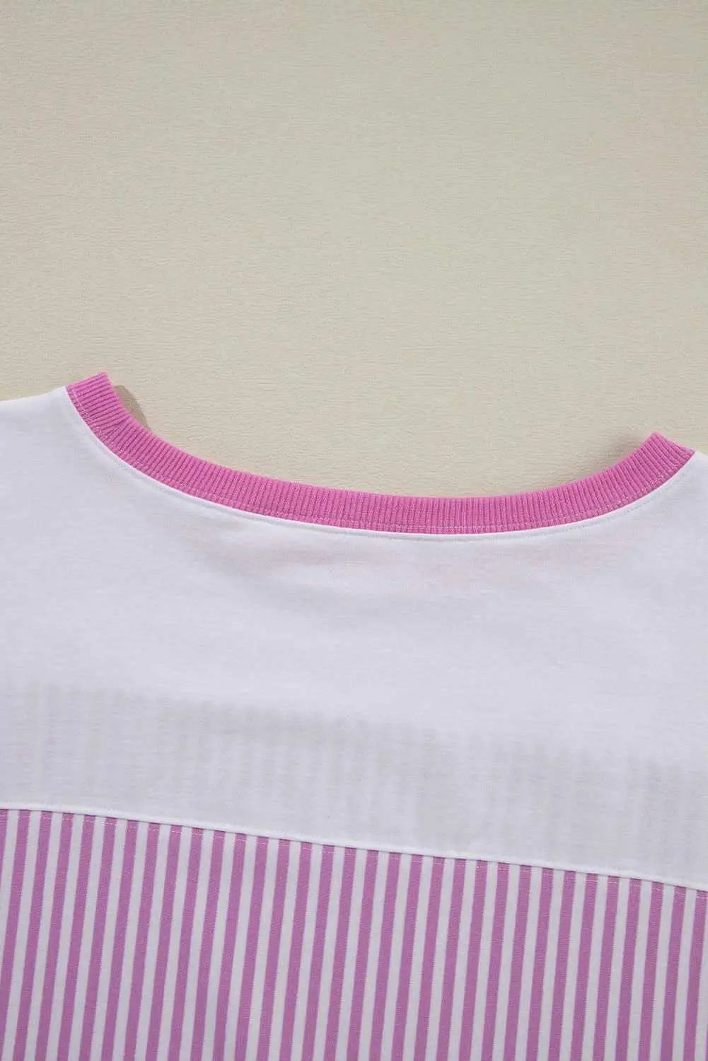 T-Shirts Love Salve Plus Size Pink Stripe Daily Wear Tee Women's Casual Summer Top
