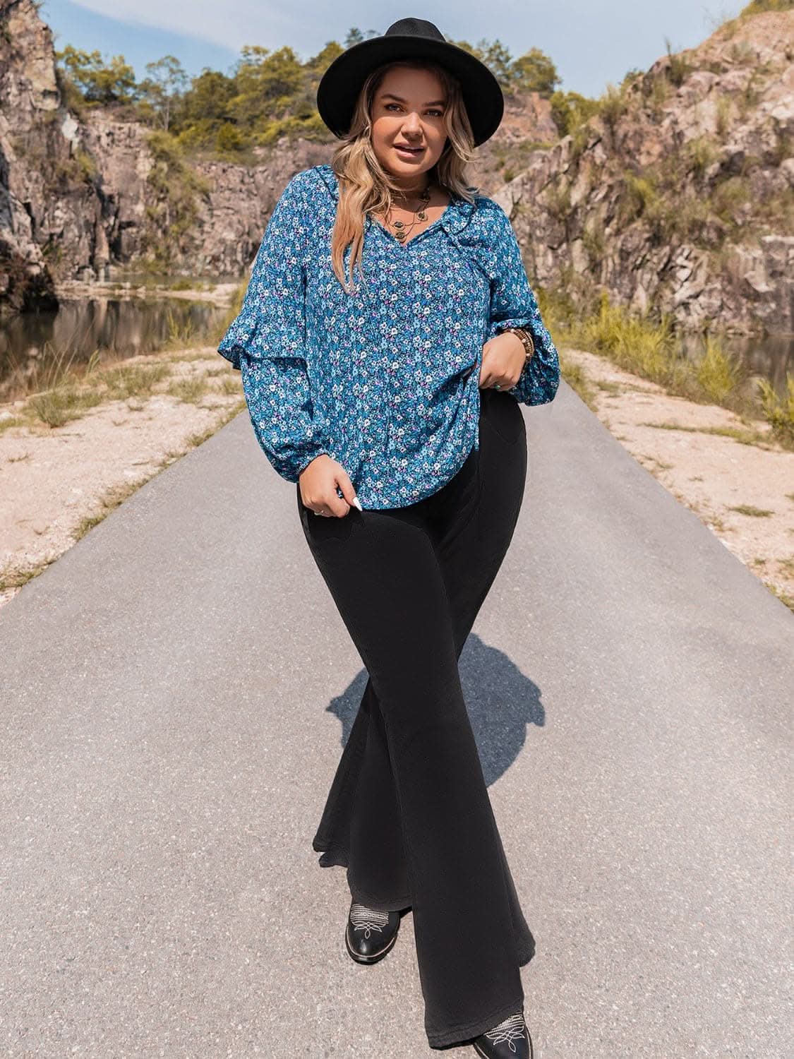 Accessories Trendsi Chic plus size ruffled tie blouse