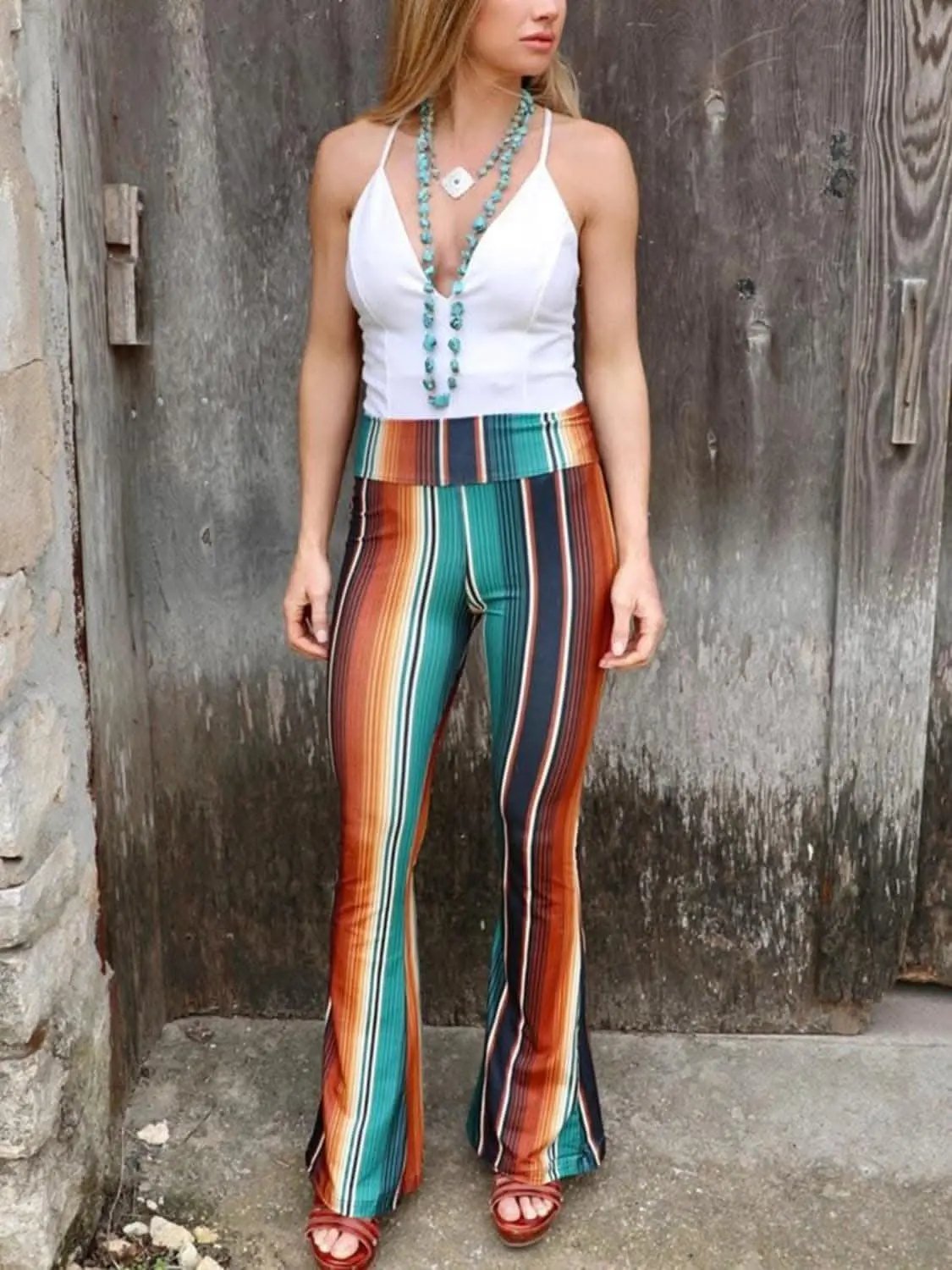 Trendsi Pants - Chic striped bootcut trousers - Premium Quality