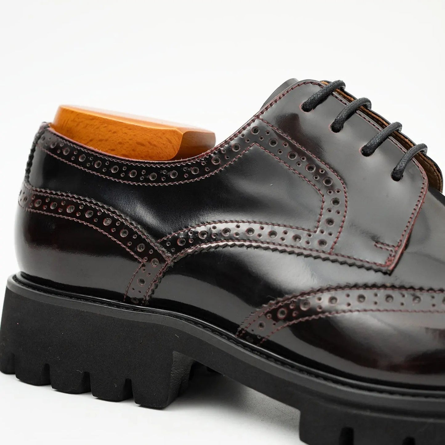 Claret derby brogue shoes