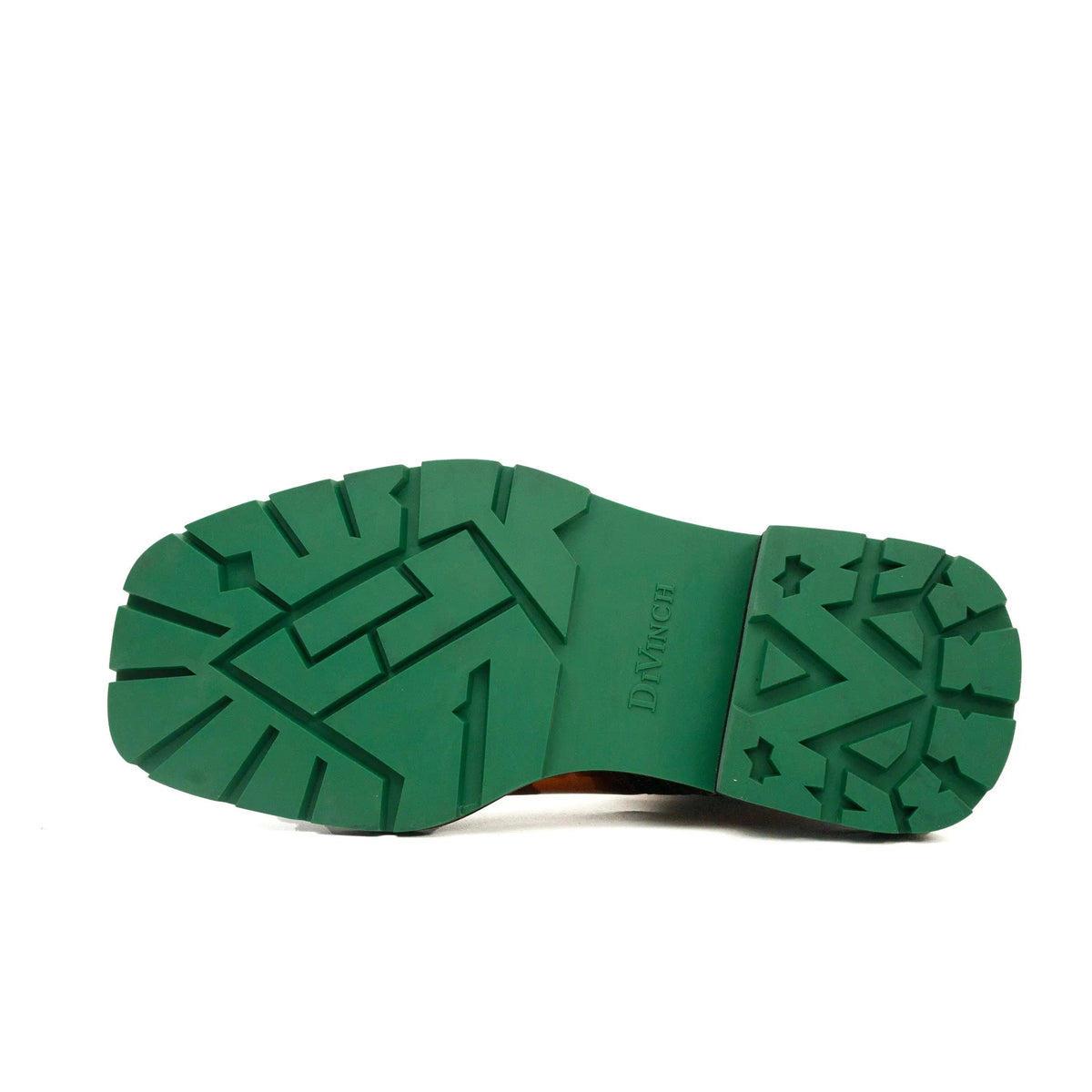 Cognac Cow Leather Buckle Ankle Boots with Green Sole