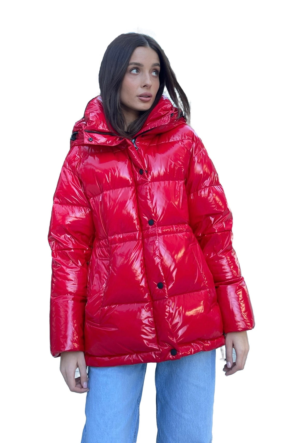 Chaqueta con capucha de plumón prémium Gia Laqué