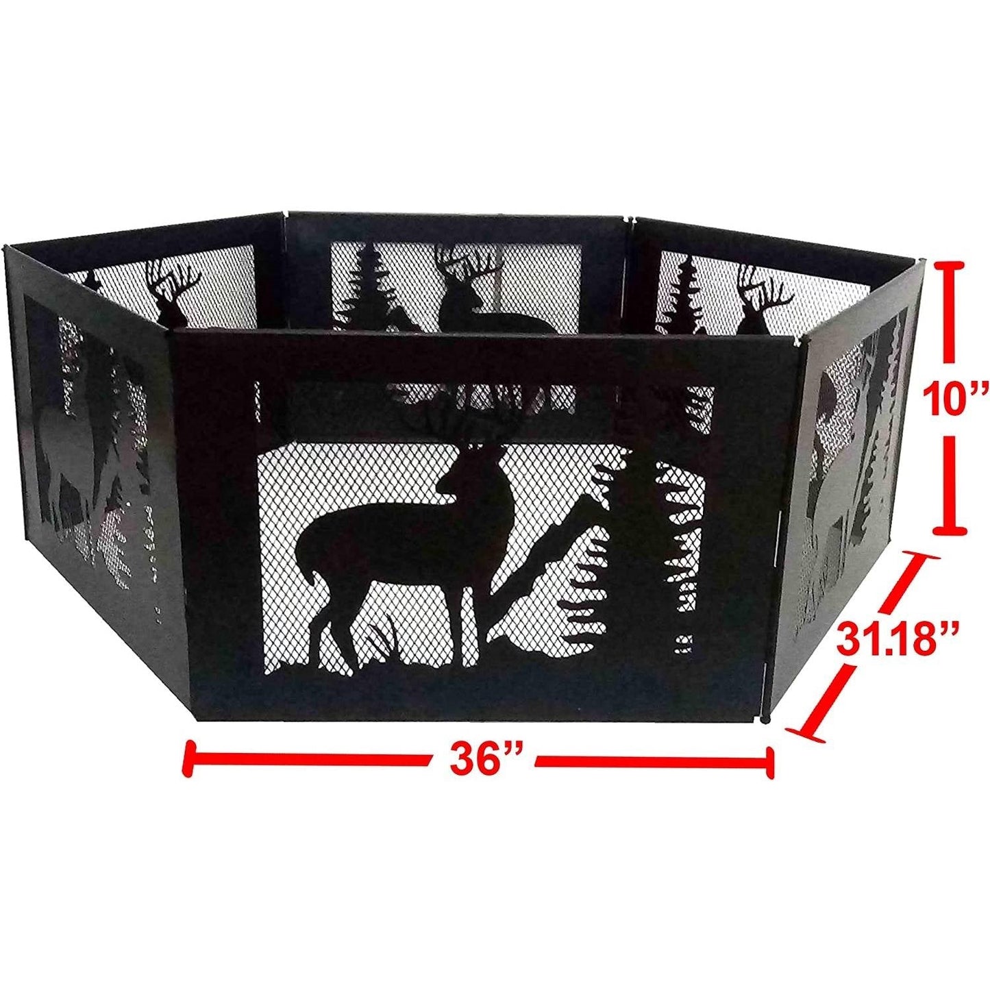 Fogón portátil hexagonal plegable de malla de acero con estampado de venado y estuche de transporte