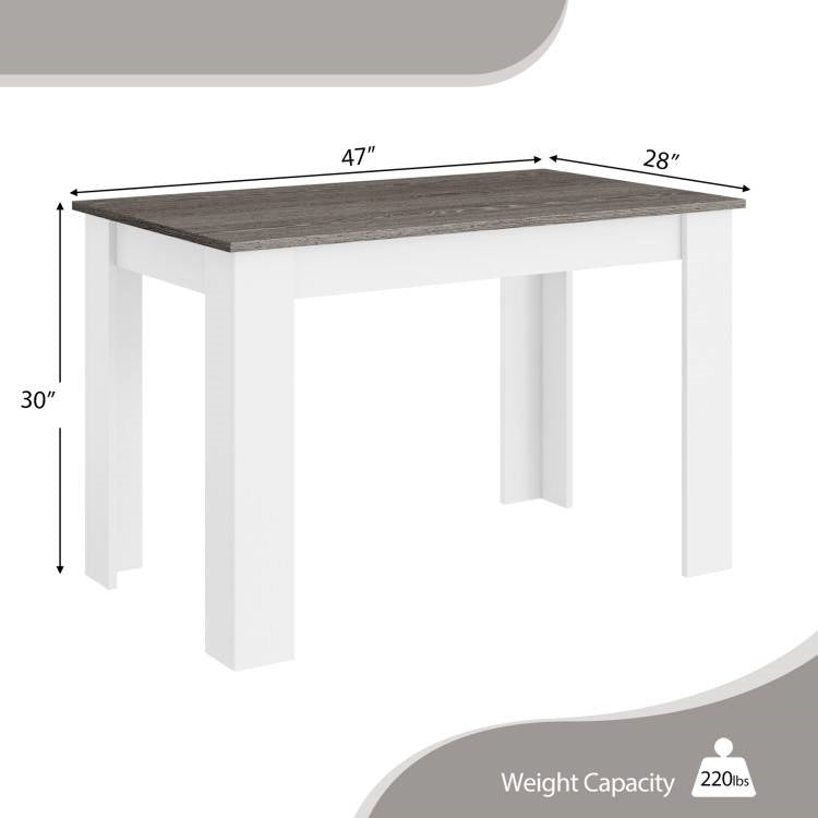 Mesa de cocina o escritorio de 47 pulgadas con tablero de madera gris oscuro y patas blancas