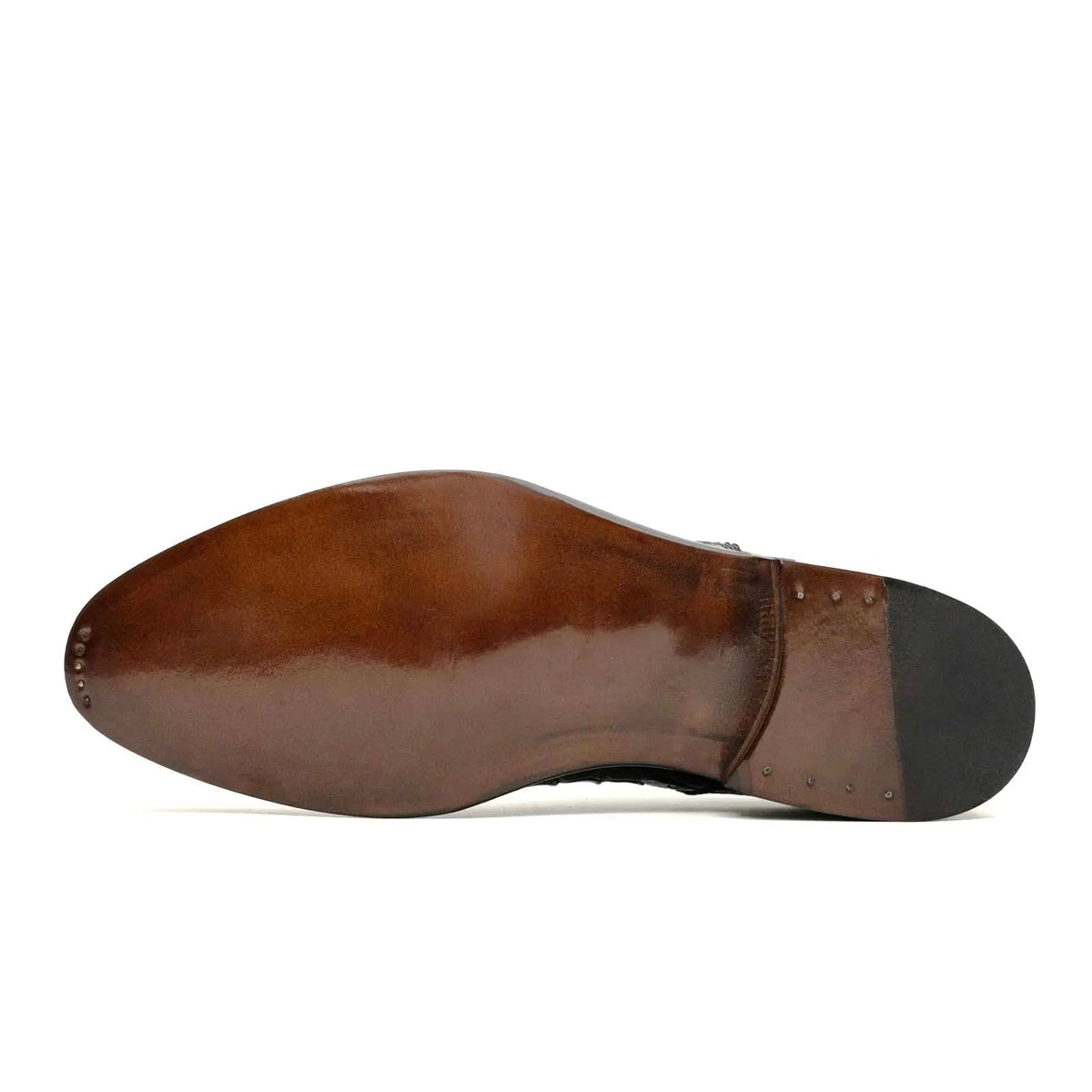 Dark Brown Plain-Toe Crocodile Leather Derby Shoes