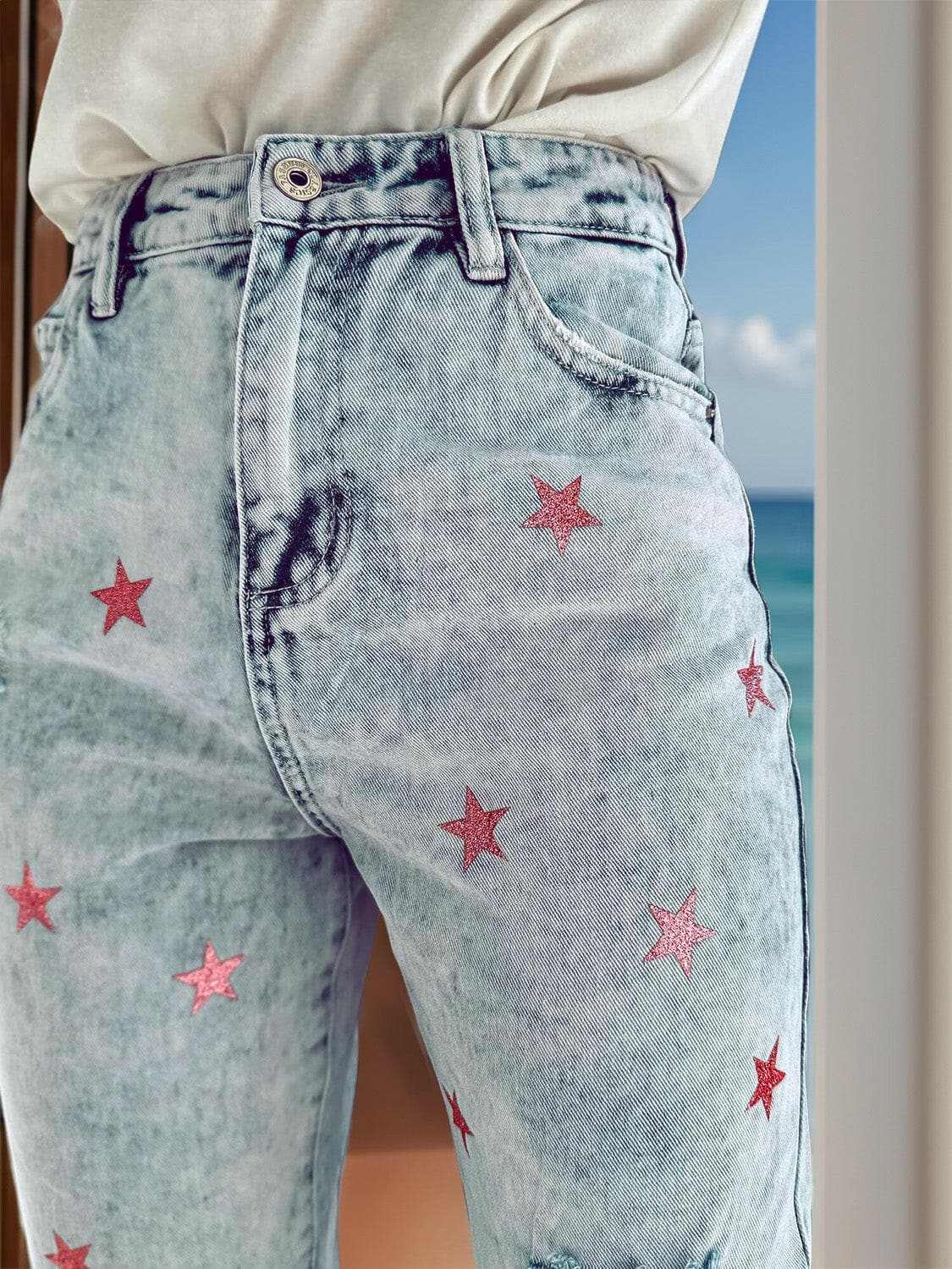Pants Trendsi Jeans & Denim Distressed star pocket jeans