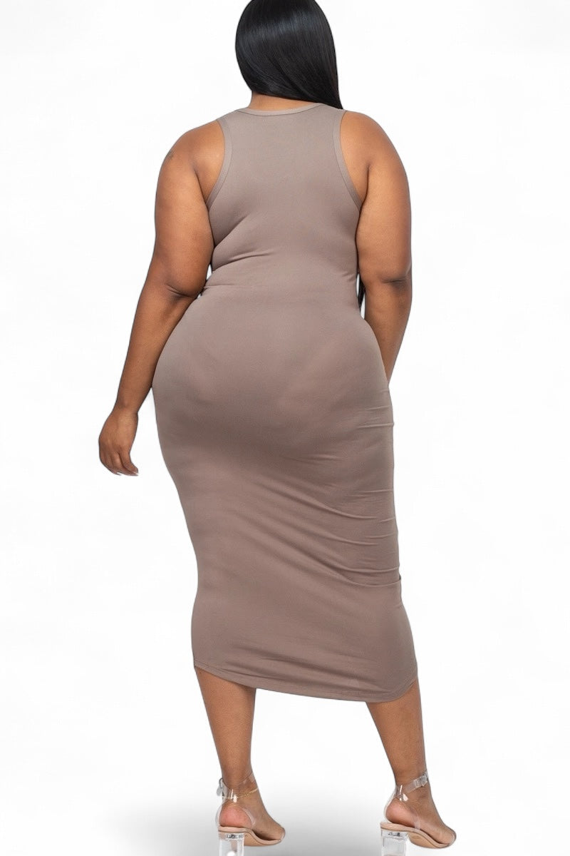 Curvy Split Neck Tank Dress {BD2173X}
