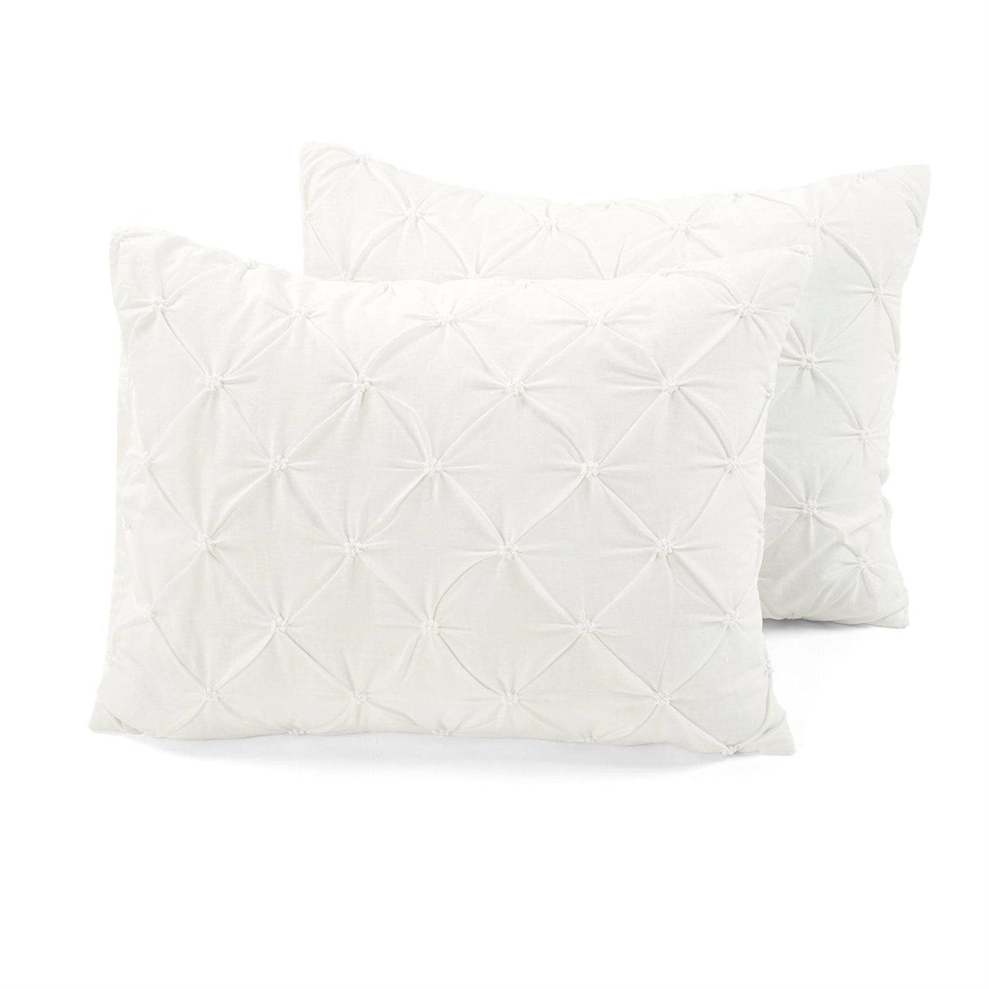 Juego de edredón King Size de 3 piezas de algodón suave plisado blanco