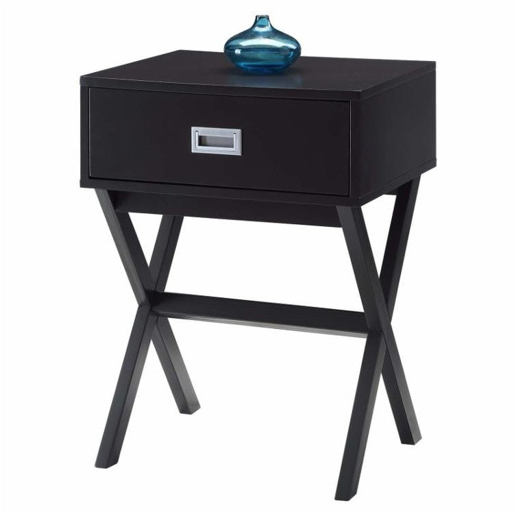 Mesa de Noche Moderna de 1 Cajón con Acabado de Madera Espresso