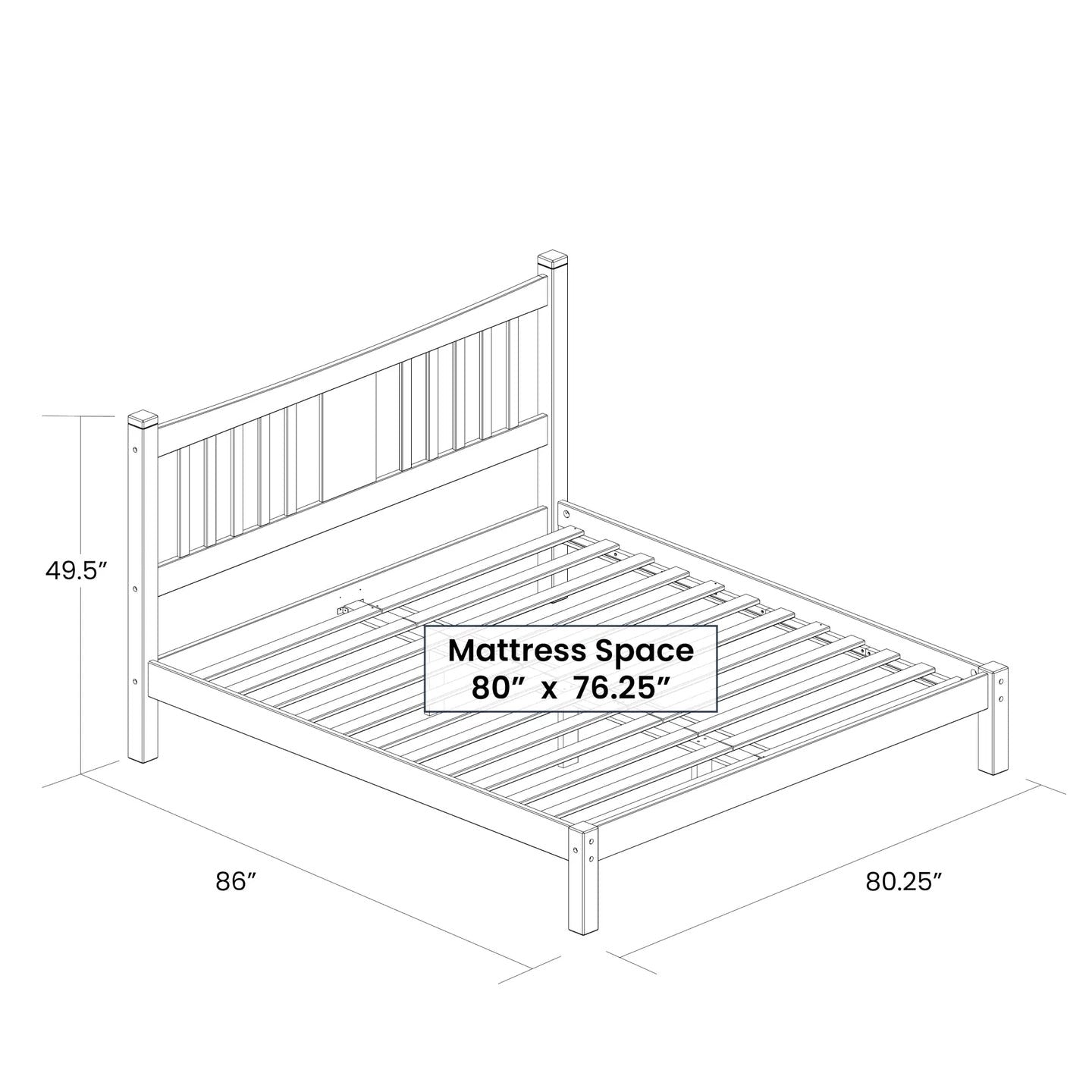 Cama de plataforma de madera maciza estilo rústico tamaño King con cabecero en Espresso