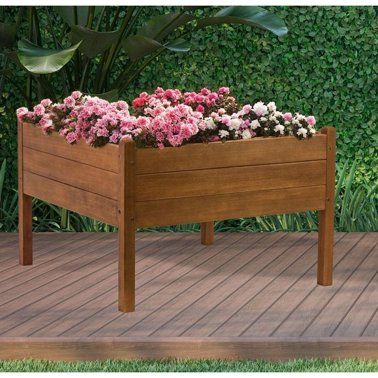 FarmHome Jardinera elevada de eucalipto sólido de 0.91 m x 0.91 m