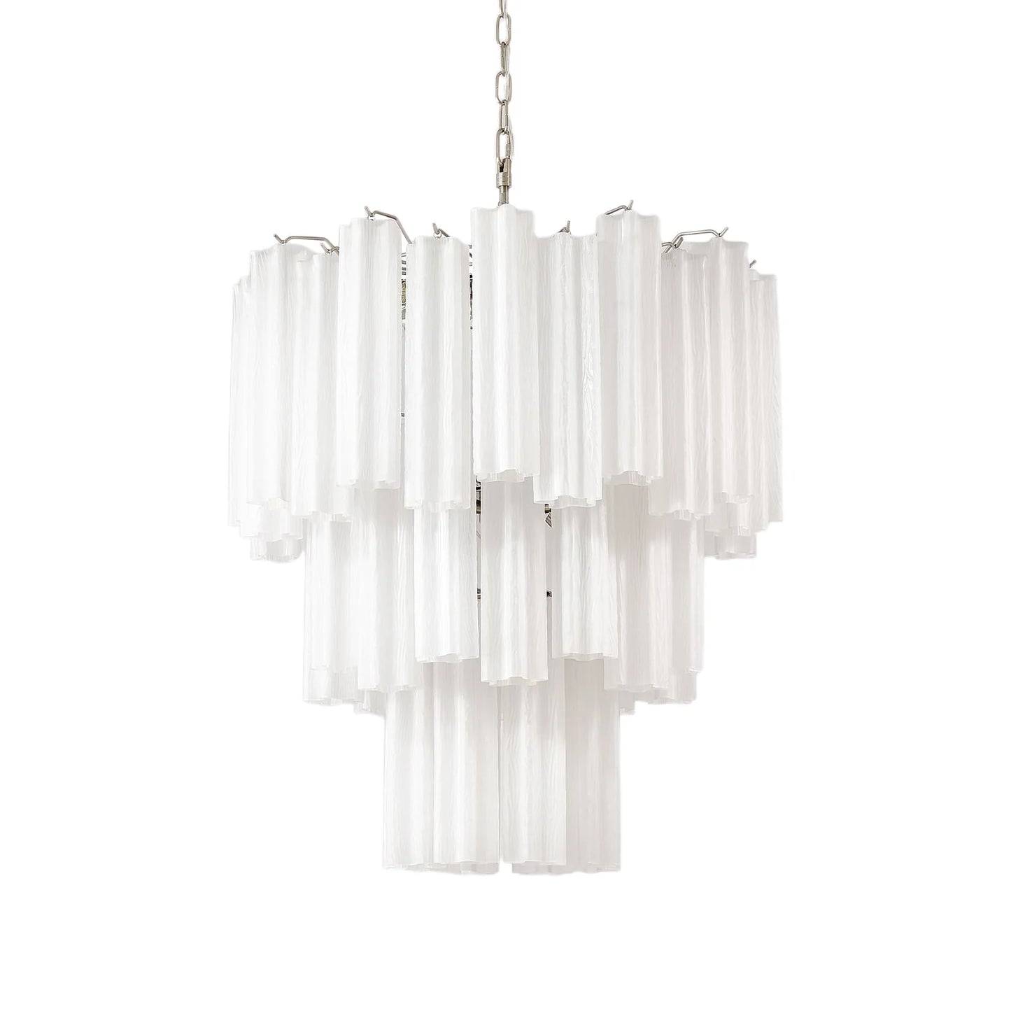 Elegante lámpara de araña de cristal de Murano blanco