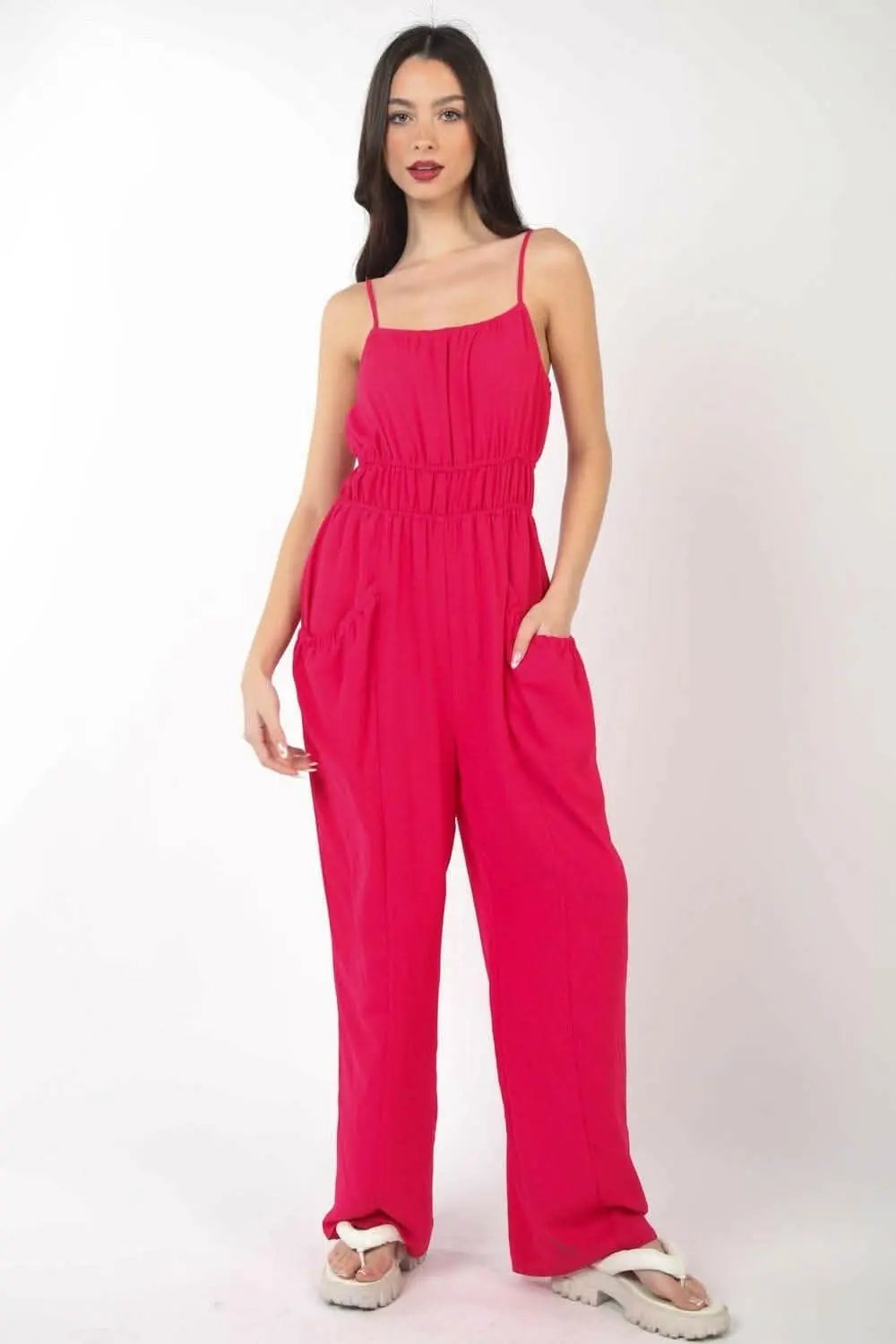 T-Shirts Trendsi Pintuck Jumpsuit Women's Versatile Elegant Sleeveless One-Piece